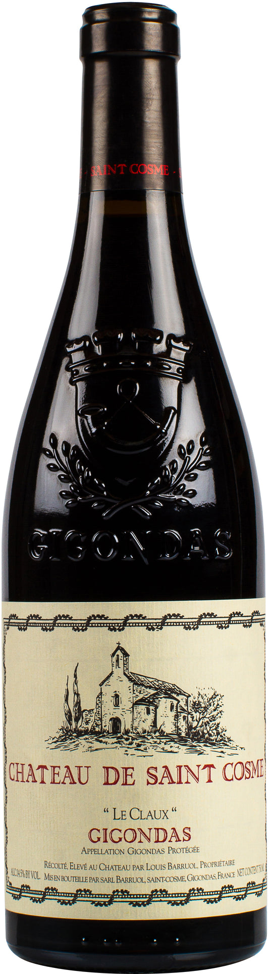 Chateau de Saint Cosme Gigondas le Claux 2022  Front Bottle Shot