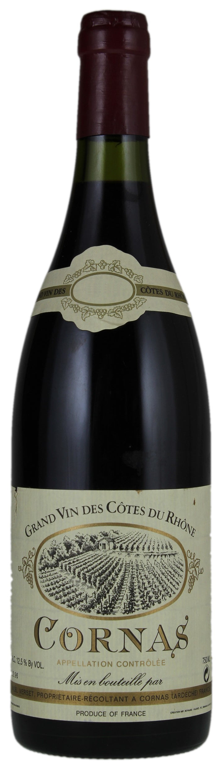 Noel Verset Cornas 1998  Front Bottle Shot