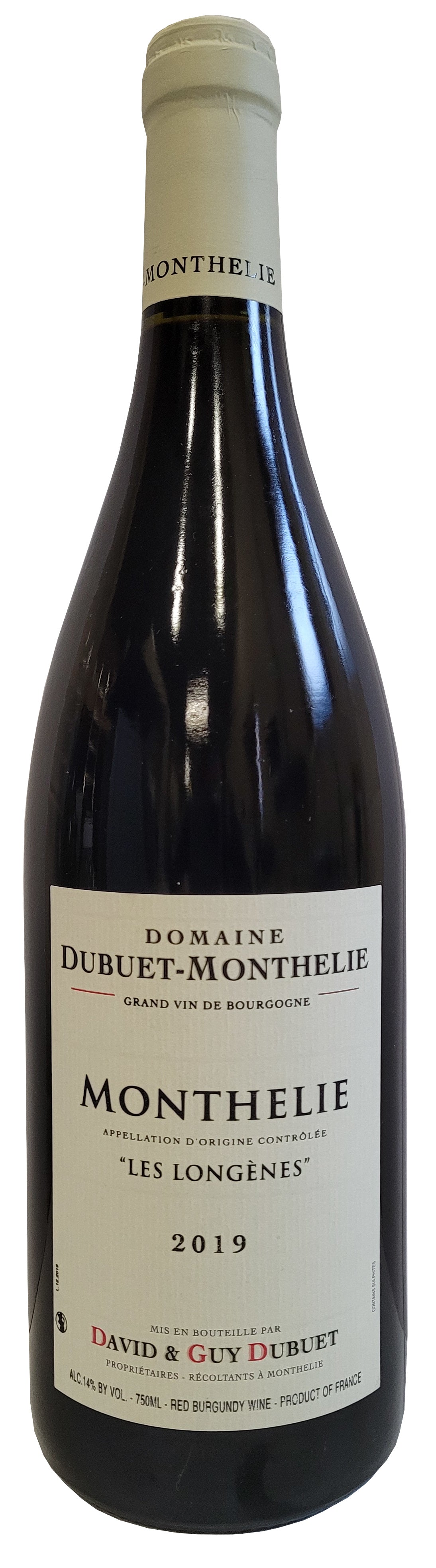 Domaine Dubuet-Monthelie Monthelie Les Longenes Premier Cru 2019  Front Bottle Shot