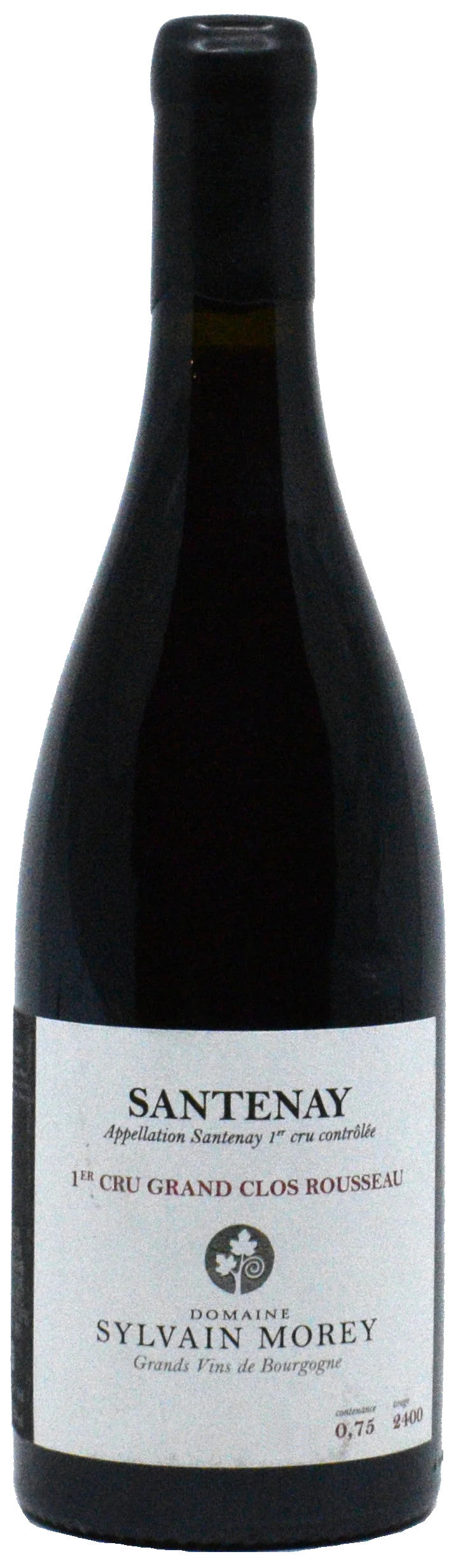 Domaine Sylvain Morey Santenay Grand Clos Rousseau Rouge Premier Cru 2020  Front Bottle Shot