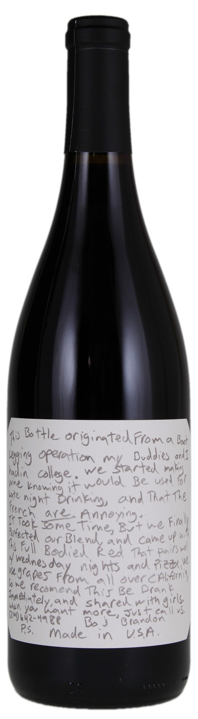 SLO Down Wines Sexual Chocolate Red 2021  Front Bottle Shot