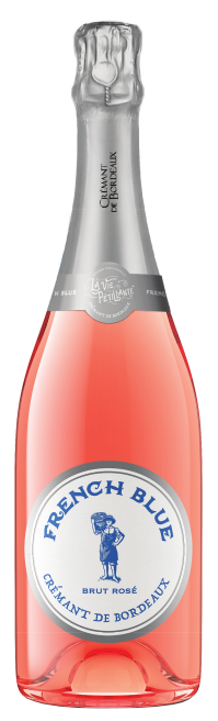 French Blue Cremant de Bordeaux Brut Rose  Front Bottle Shot