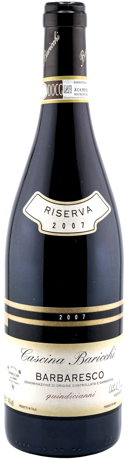 Cascina Baricchi Barbaresco Riserva Quindicianni 2007  Front Bottle Shot