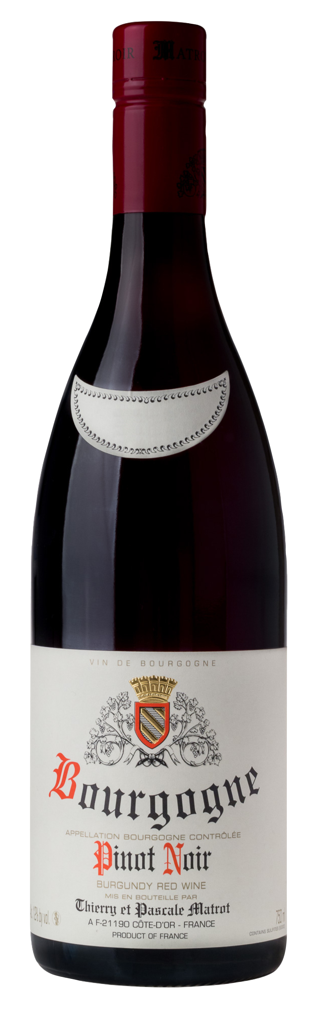 Domaine Matrot Bourgogne Pinot Noir 2021  Front Bottle Shot