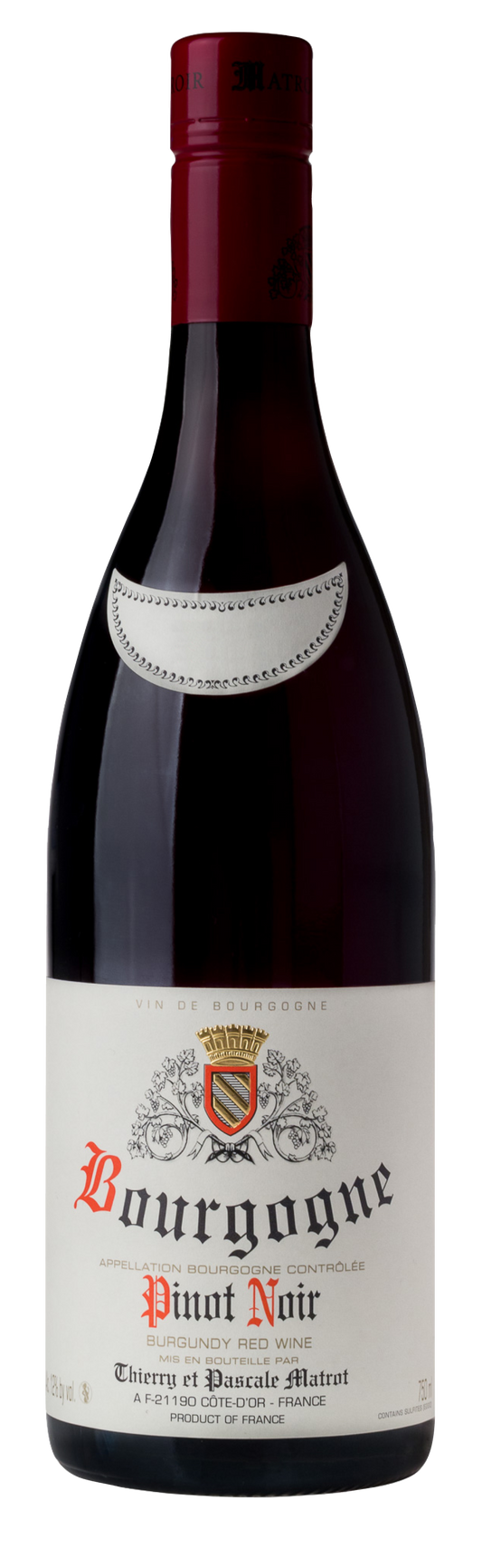Domaine Matrot Bourgogne Pinot Noir 2021  Front Bottle Shot