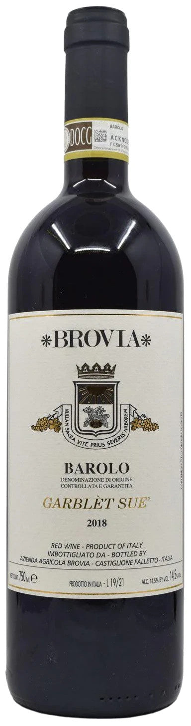 Brovia Barolo Garblet Sue 2018  Front Bottle Shot