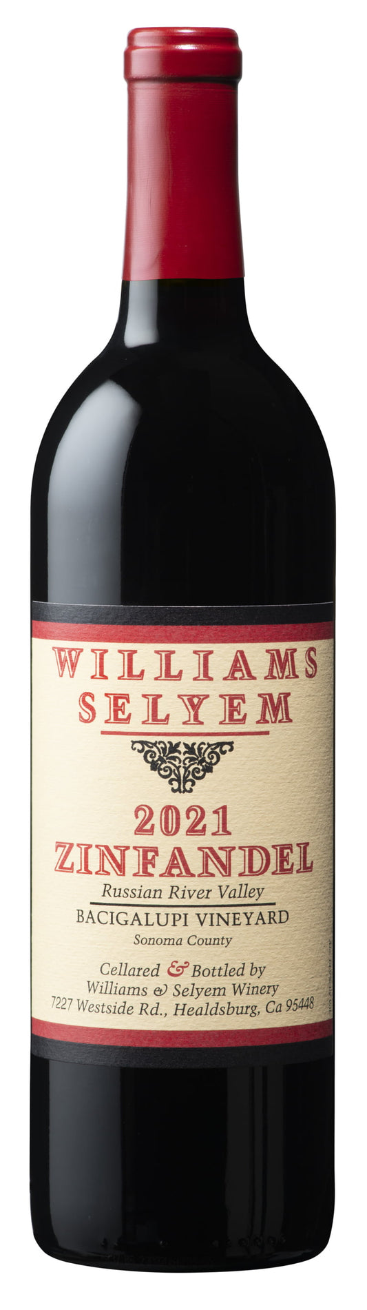 Williams Selyem Bacigalupi Vineyard Zinfandel 2021  Front Bottle Shot