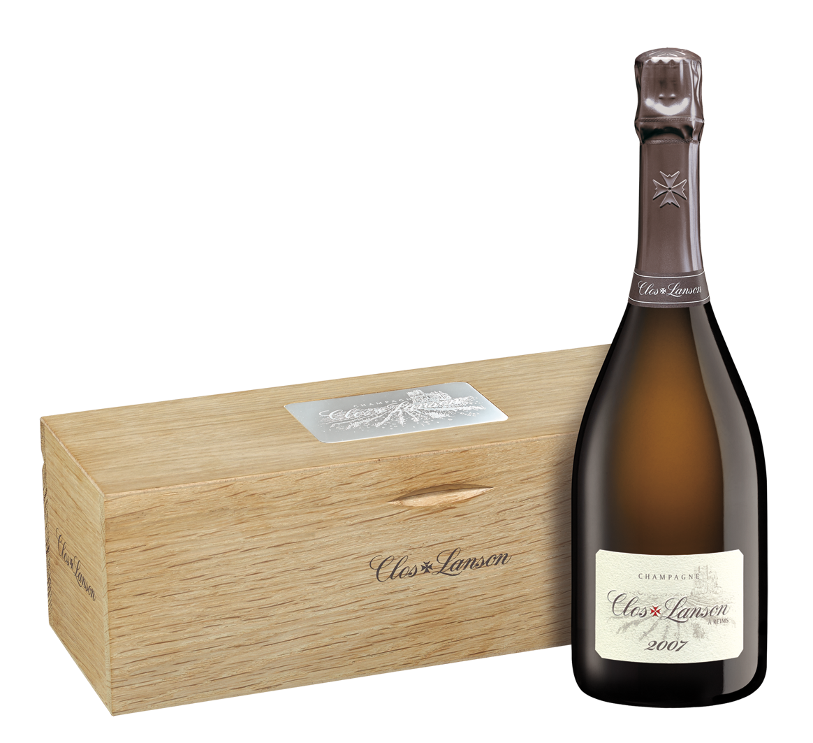 Lanson Clos Lanson with Wooden Gift Box 2007  Front Bottle Shot