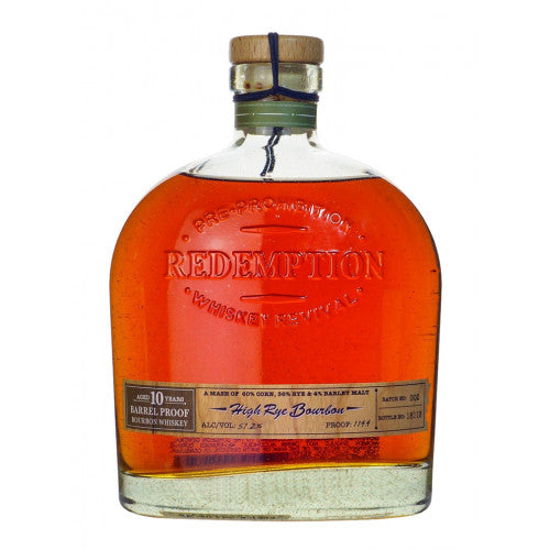 Redemption 10 Year Old Barrel Proof High Rye Bourbon Whiskey