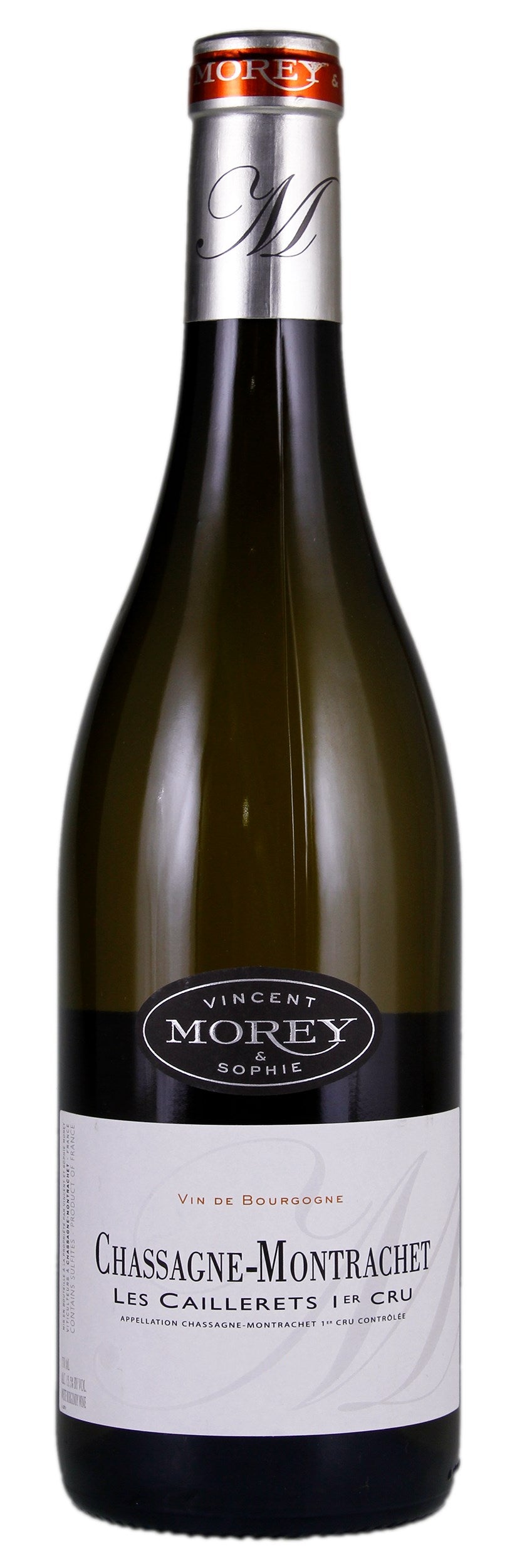 Domaine Vincent & Sophie Morey Chassagne-Montrachet Les Caillerets Premier Cru 2022  Front Bottle Shot