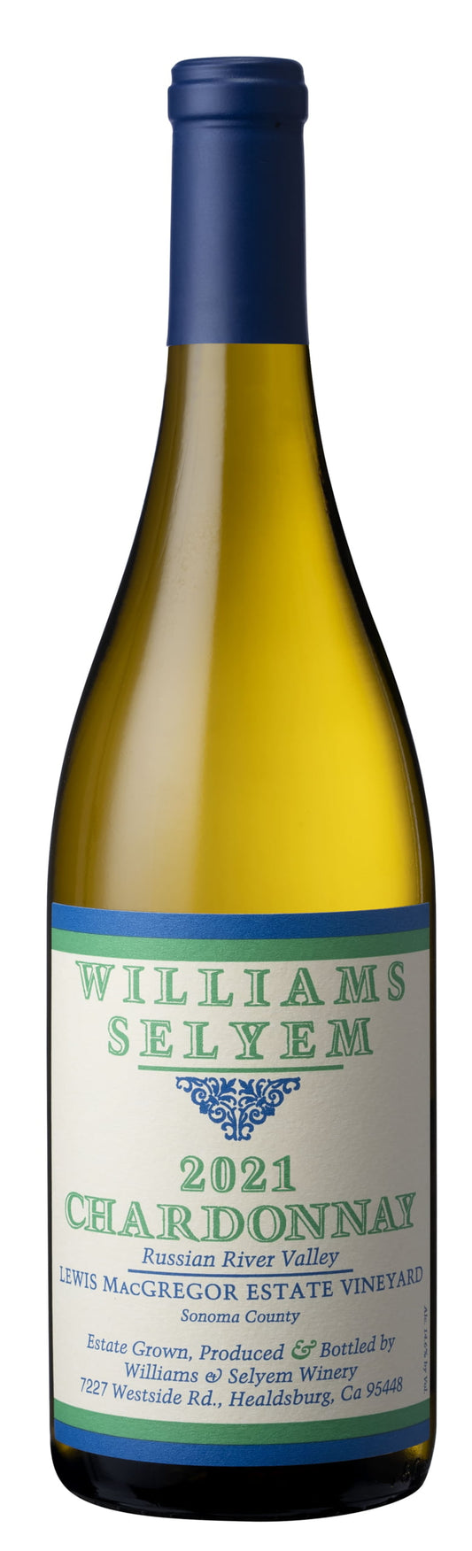 Williams Selyem Lewis MacGregor Estate Vineyard Chardonnay 2021  Front Bottle Shot