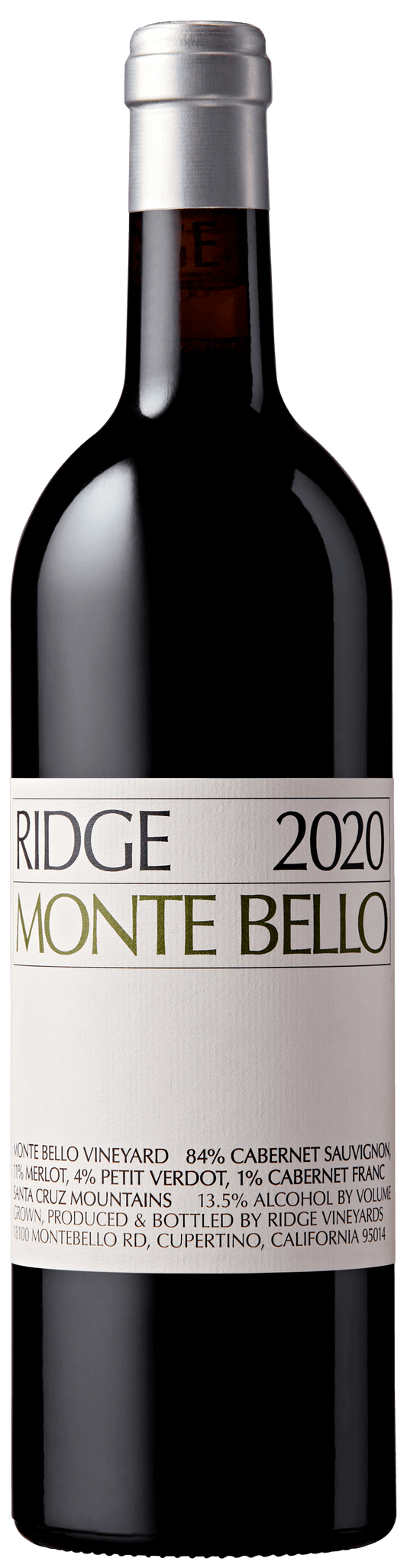 Ridge Monte Bello 2020  Front Bottle Shot