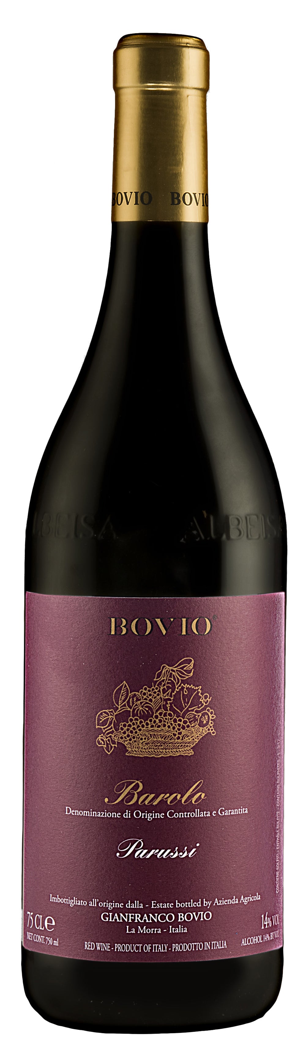 Bovio Barolo Parussi 2018  Front Bottle Shot