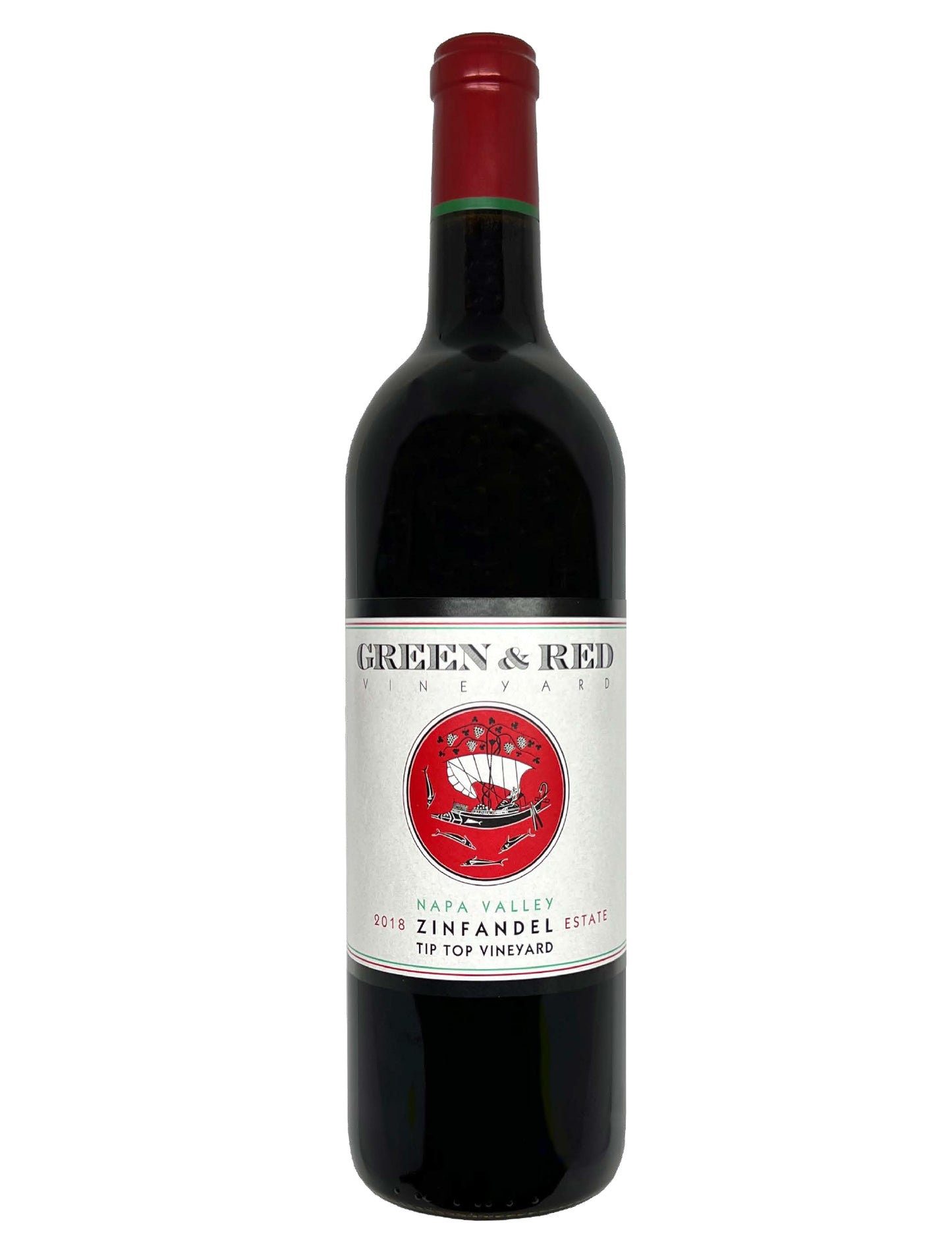 Green & Red Tip Top Vineyard Zinfandel 2018  Front Bottle Shot