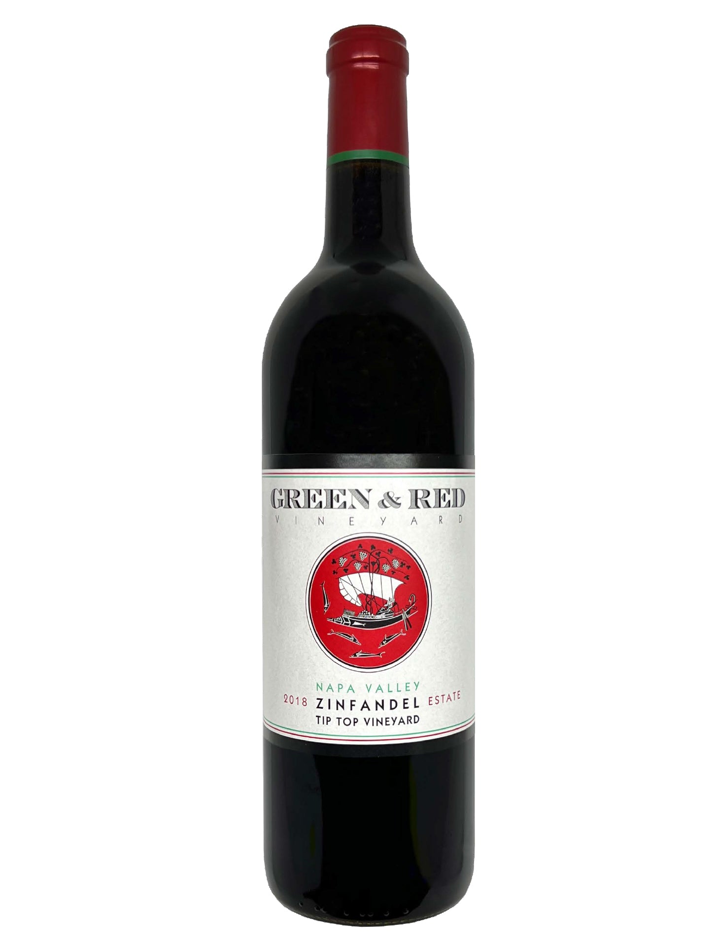 Green & Red Tip Top Vineyard Zinfandel 2018  Front Bottle Shot