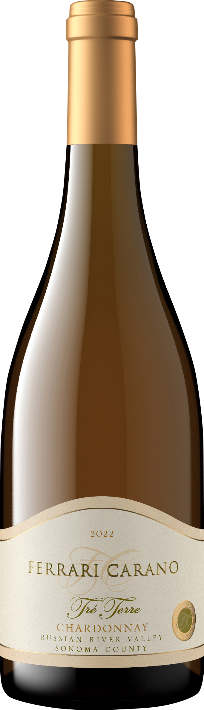 Ferrari-Carano Tre Terre Chardonnay 2022  Front Bottle Shot