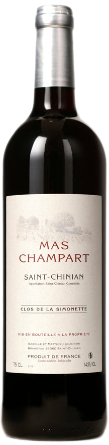 Mas Champart St. Chinian Clos de la Simonette 2018  Front Bottle Shot