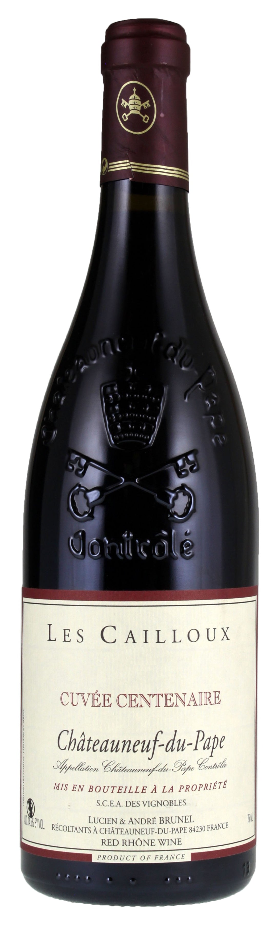 Andre Brunel Chateauneuf-du-Pape Les Cailloux Cuvee Centenaire 2019  Front Bottle Shot