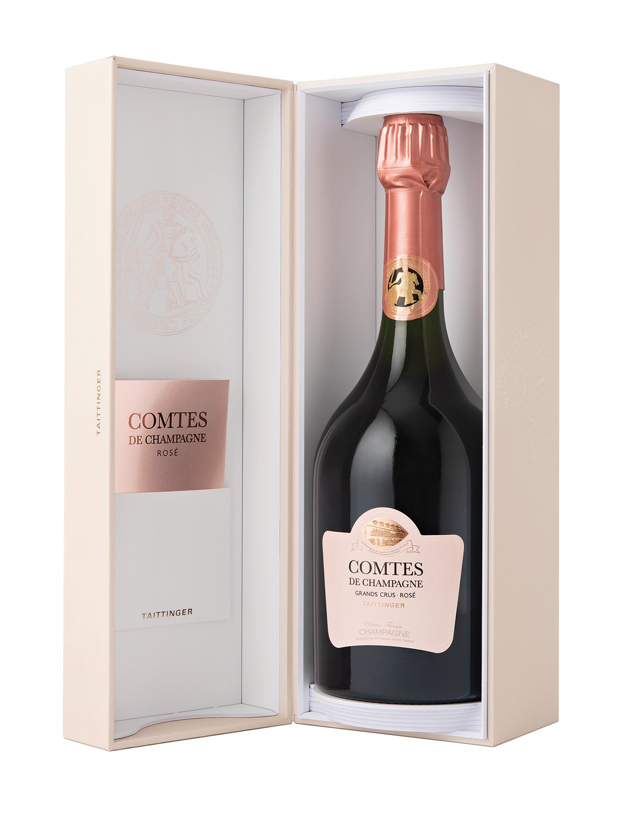 Taittinger Comtes de Champagne Grand Cru Rose with Gift Box 2011  Front Bottle Shot
