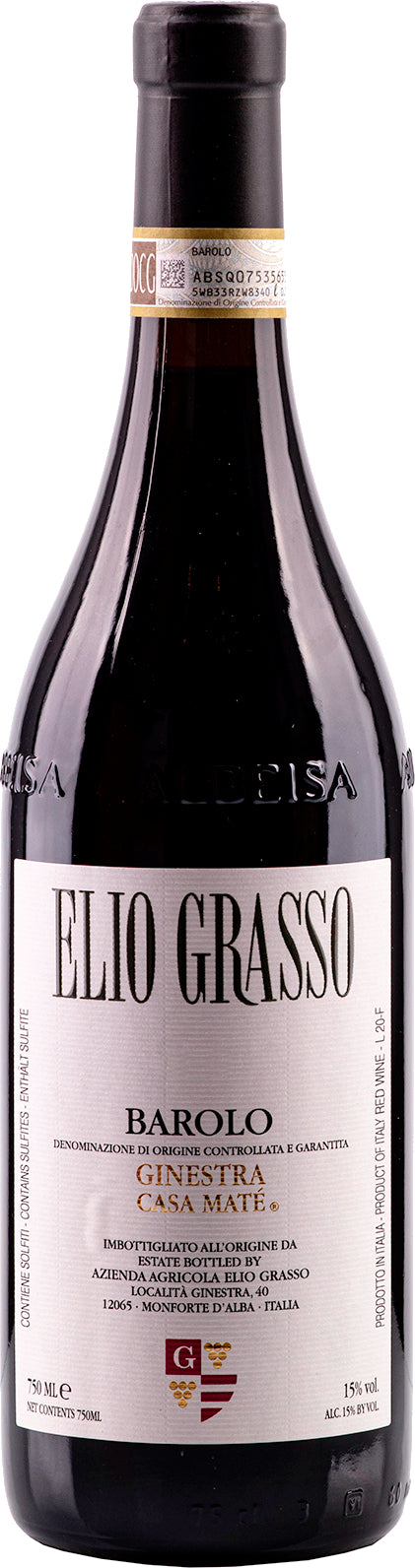 Elio Grasso Barolo Ginestra Casa Mate 2020  Front Bottle Shot