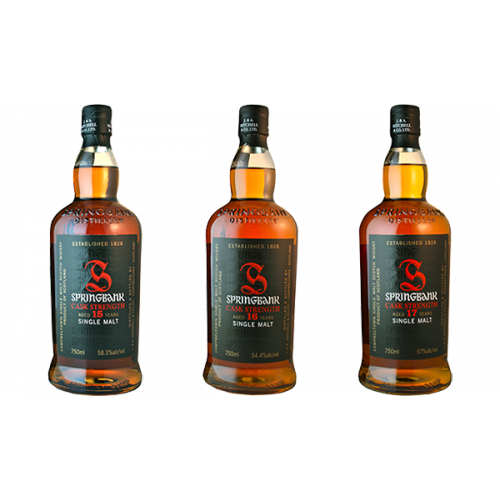 Springbank 15 Year Old, 16 Year Old & 17 Year Old Single Malt Whiskies - Three Pack