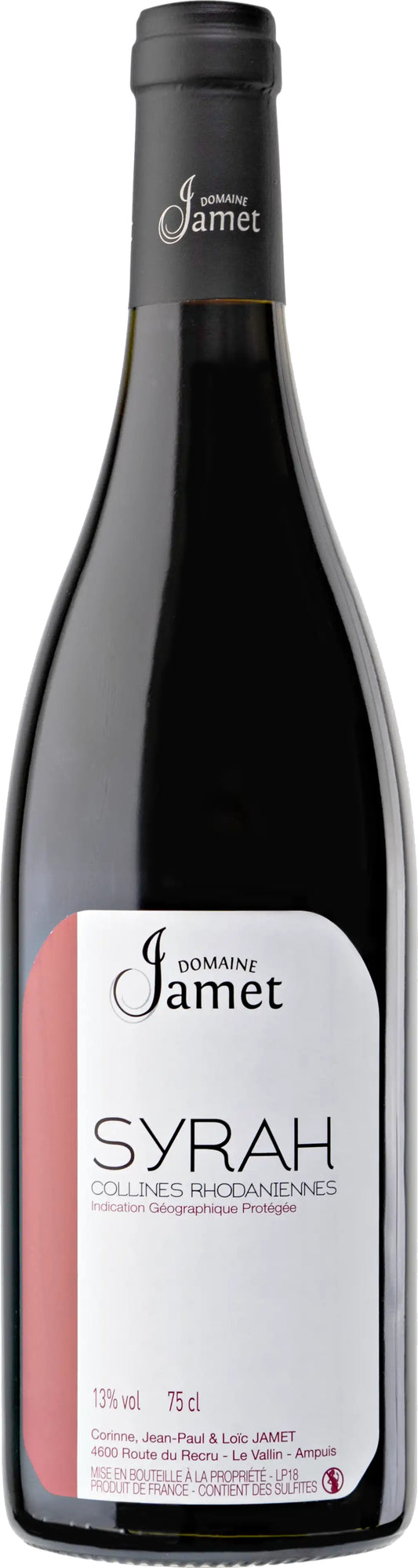 Domaine Jamet Collines Rhodaniennes Syrah 2023  Front Bottle Shot