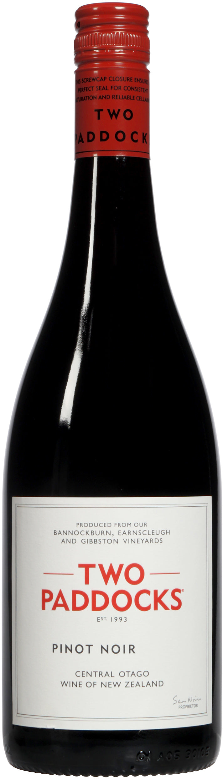 Two Paddocks Pinot Noir 2022  Front Bottle Shot