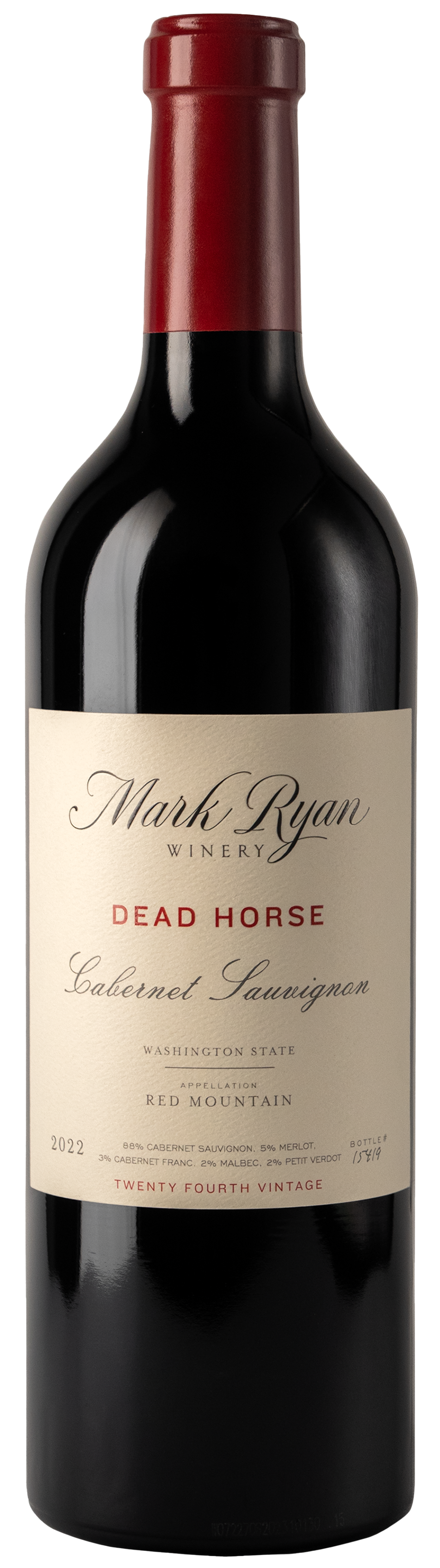 Mark Ryan Dead Horse Cabernet Sauvignon 2022  Front Bottle Shot