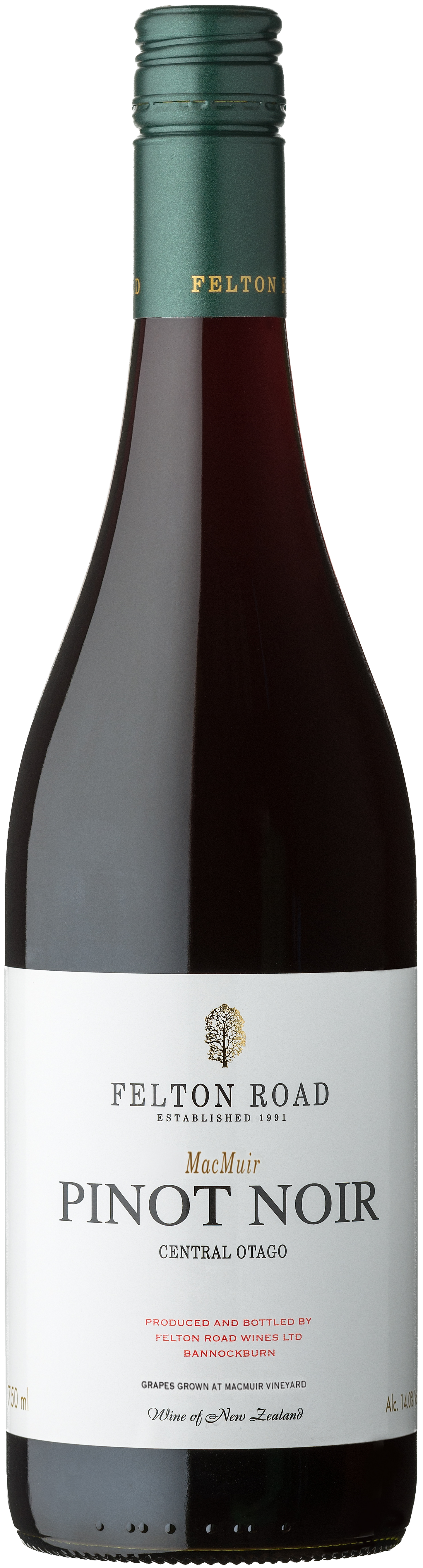 Felton Road MacMuir Pinot Noir 2021  Front Bottle Shot