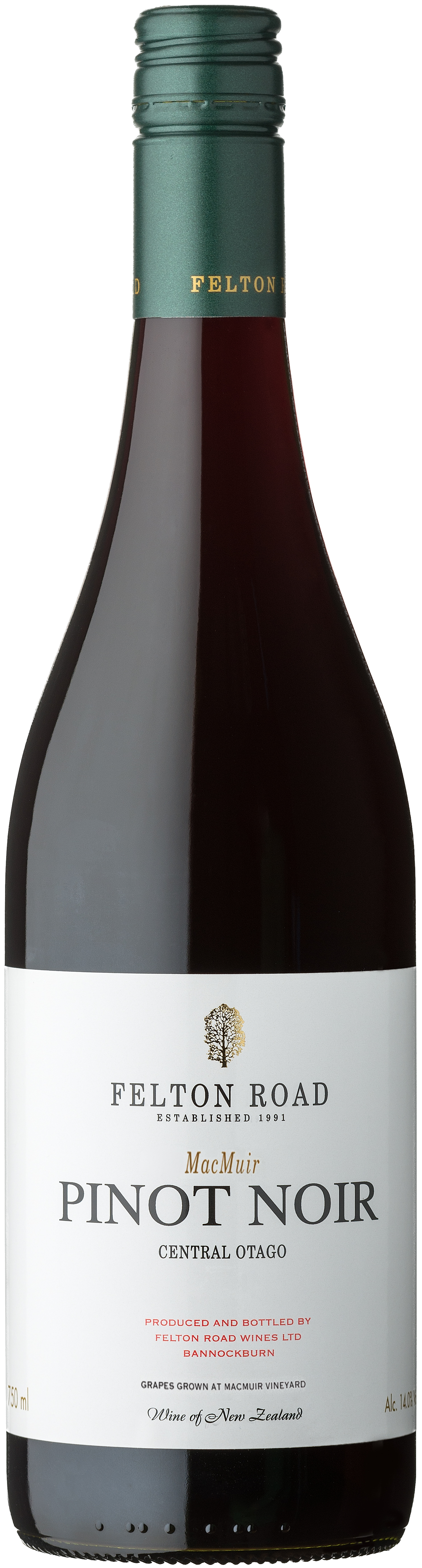 Felton Road MacMuir Pinot Noir 2021  Front Bottle Shot