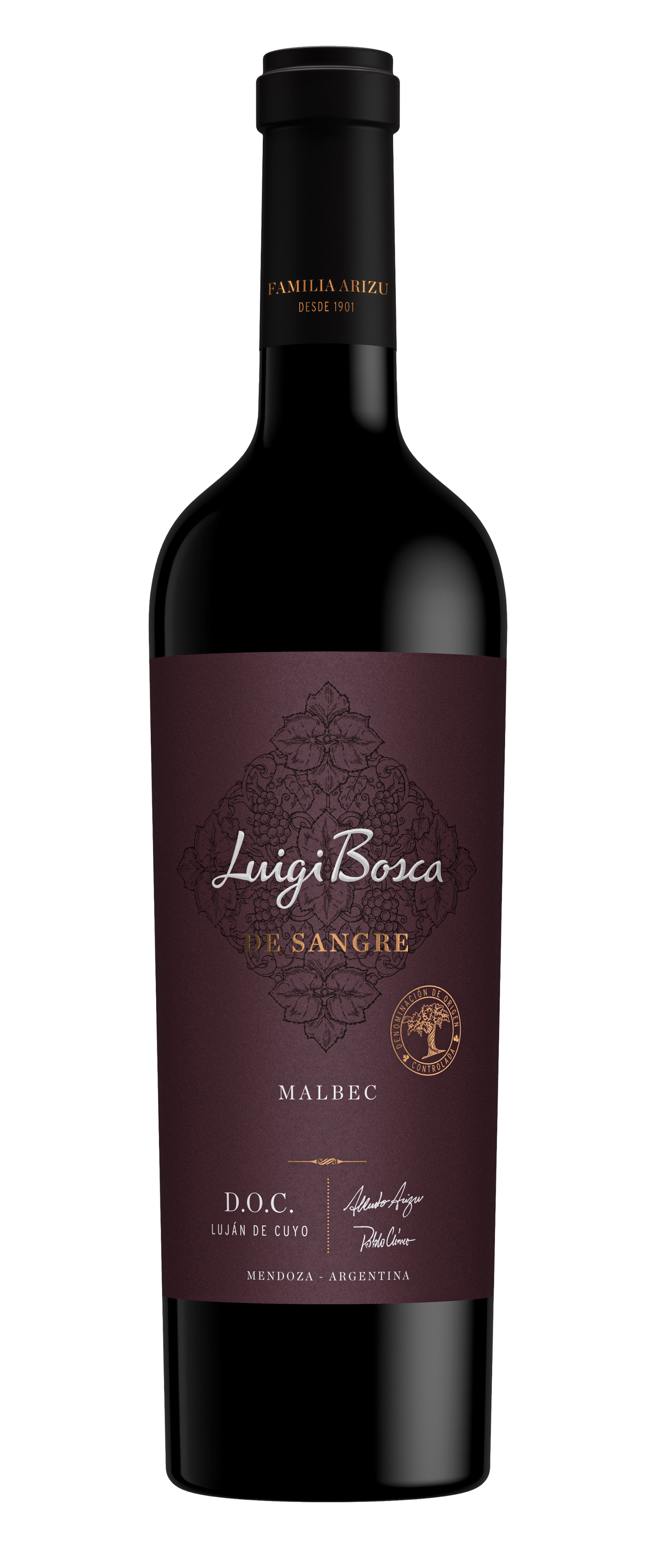 Luigi Bosca Lujan de Cuyo De Sangre Malbec 2021  Front Bottle Shot