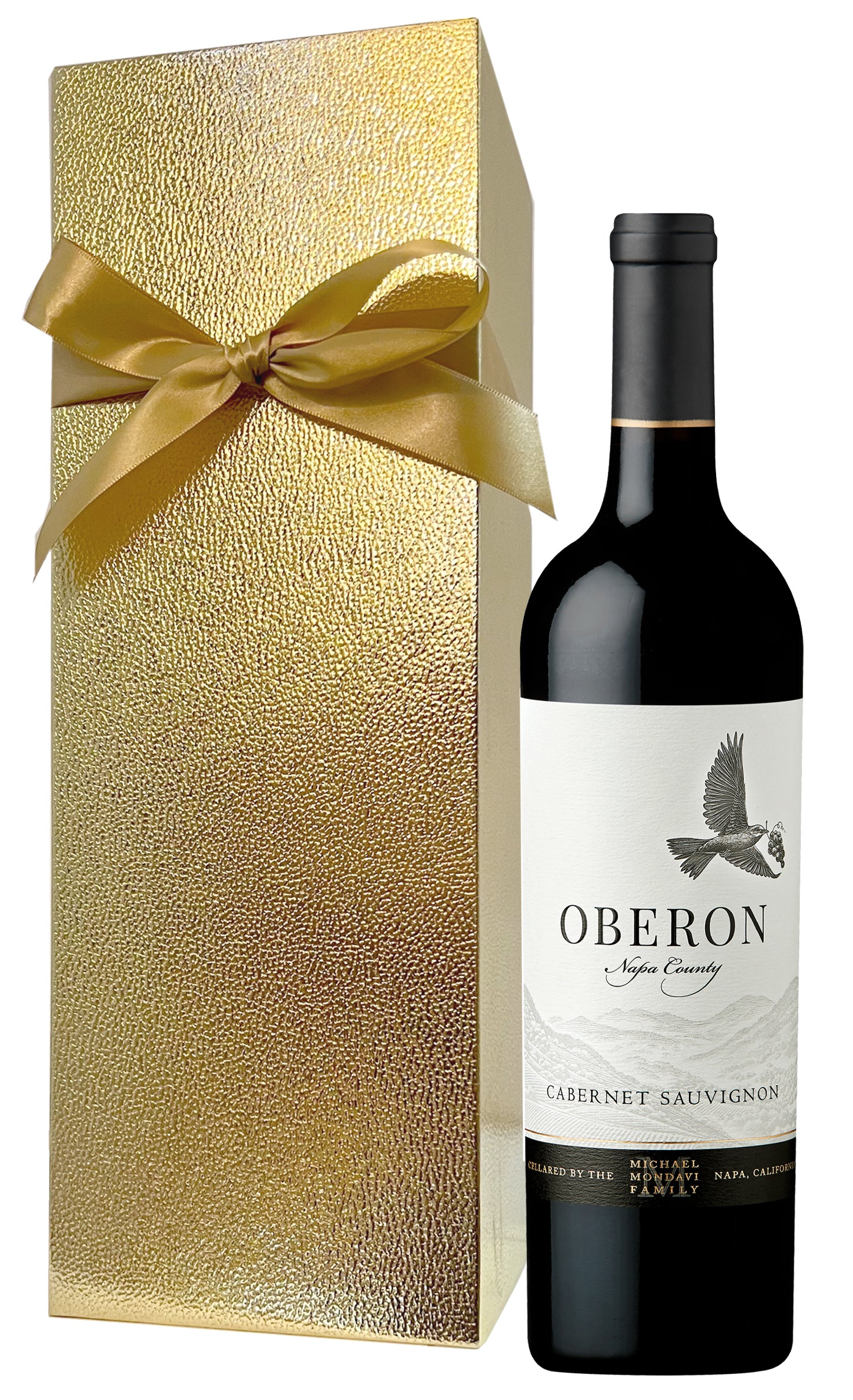 Oberon Cabernet Sauvignon with a Gold Gift Box