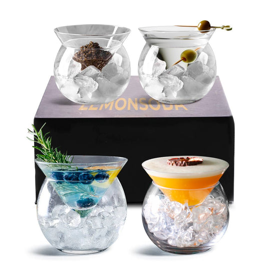 Stemless Martini Glasses with Chiller 7oz