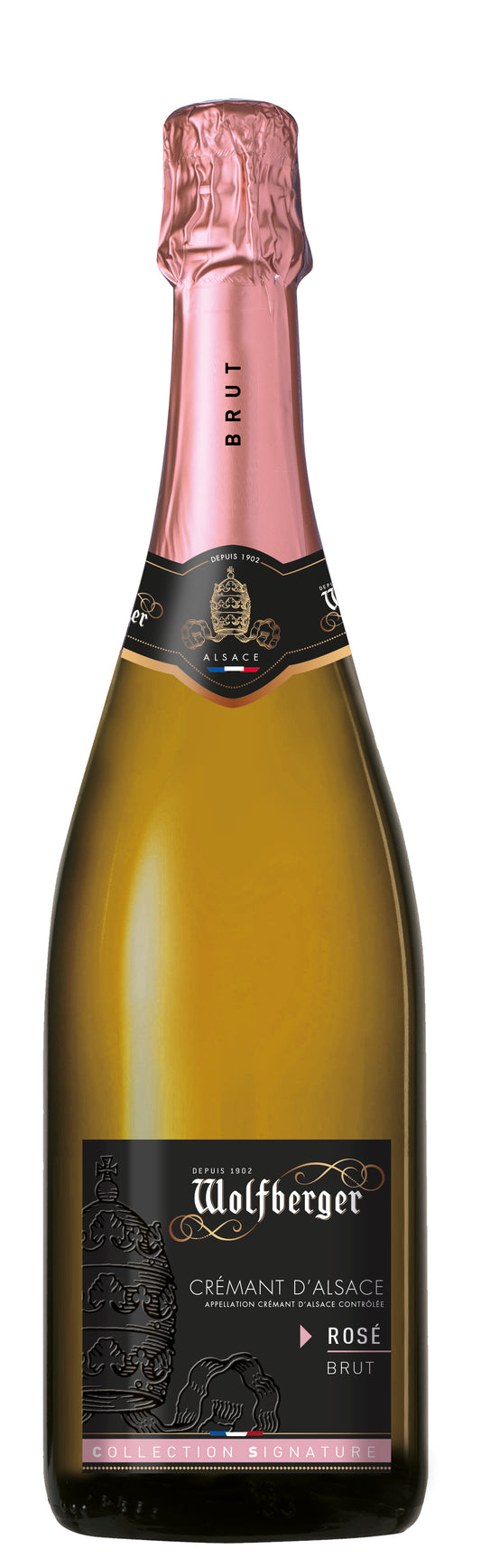 Wolfberger Cremant d'Alsace Brut Rose  Front Bottle Shot