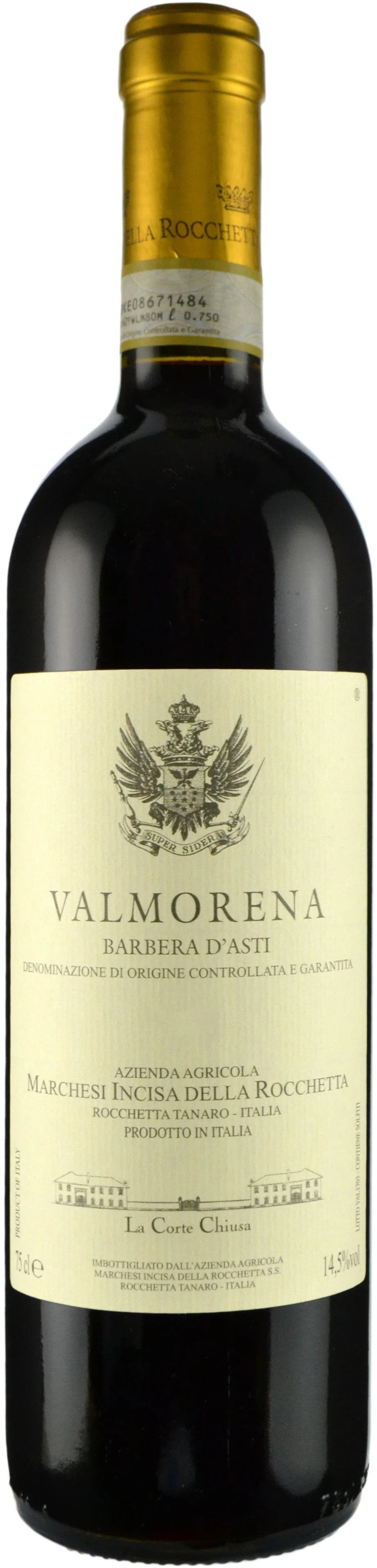 Marchesi Incisa della Rocchetta Valmorena Barbera d'Asti 2022  Front Bottle Shot