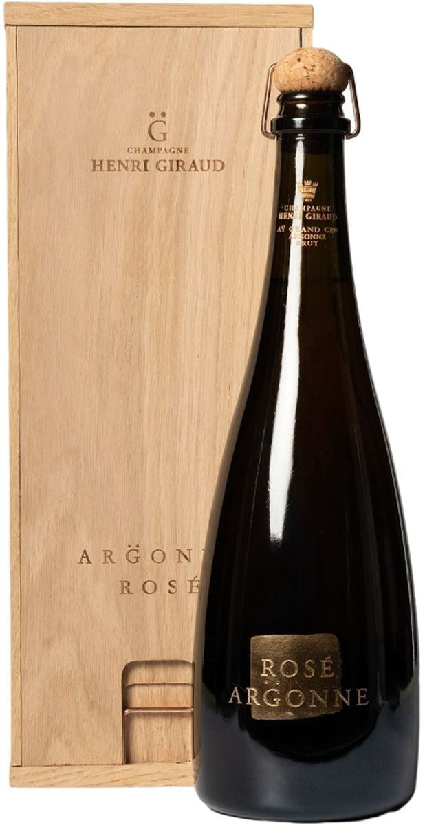 Champagne Henri Giraud Argonne Rose Brut with Wooden Gift Box 2012  Front Bottle Shot