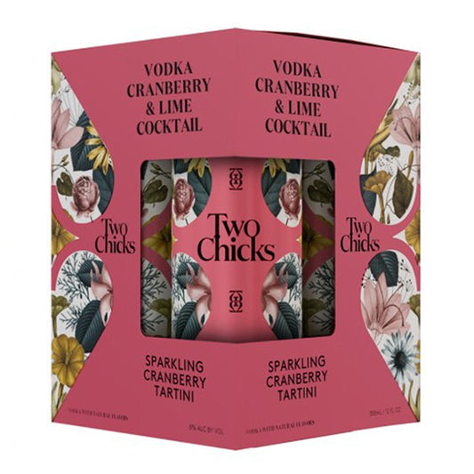 Two Chicks Cranberry and Lime Vodka Sparkling Cocktail 4/355ml