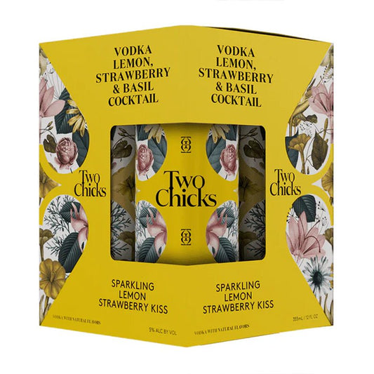 Two Chicks Lemon Strawberry Kiss Vodka Sparkling Cocktail 4/355ml