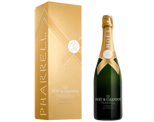 Moet & Chandon Imperial Brut Pharrell Williams Special Edition (Gold) with Gift Box  Front Bottle Shot