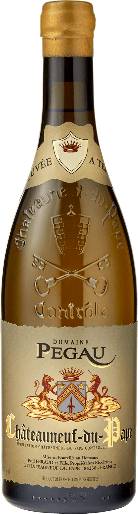 Domaine du Pegau Chateauneuf-du-Pape Cuvee A Tempo Blanc 2021  Front Bottle Shot