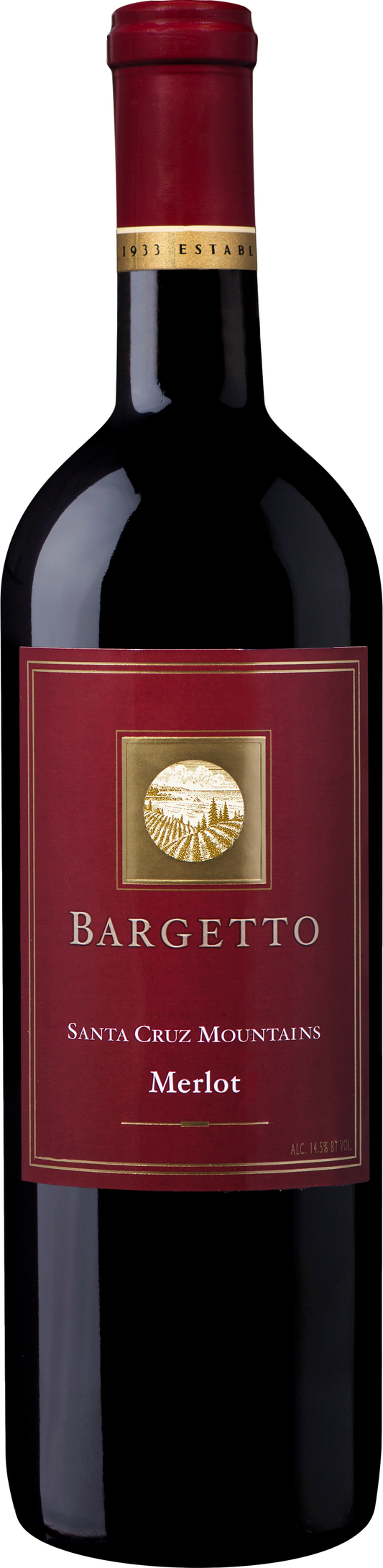 Bargetto Santa Cruz Mountains Regan Vineyards Merlot 2022  Front Bottle Shot