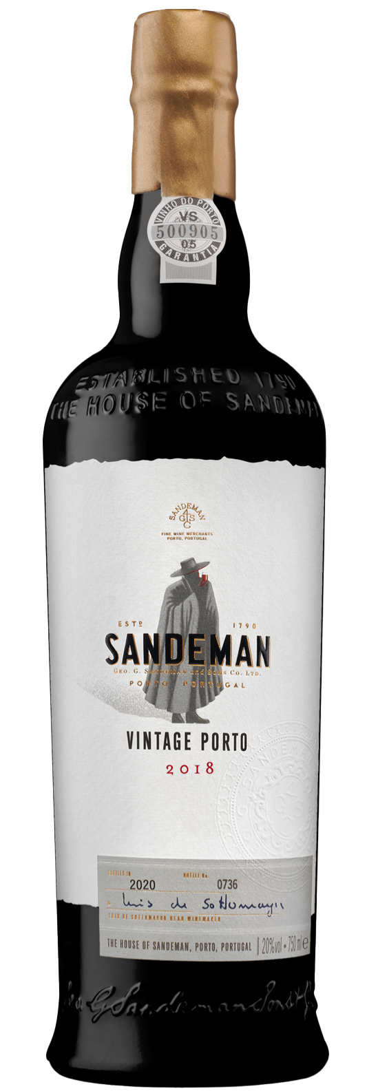 Sandeman Vintage Port 2018  Front Bottle Shot