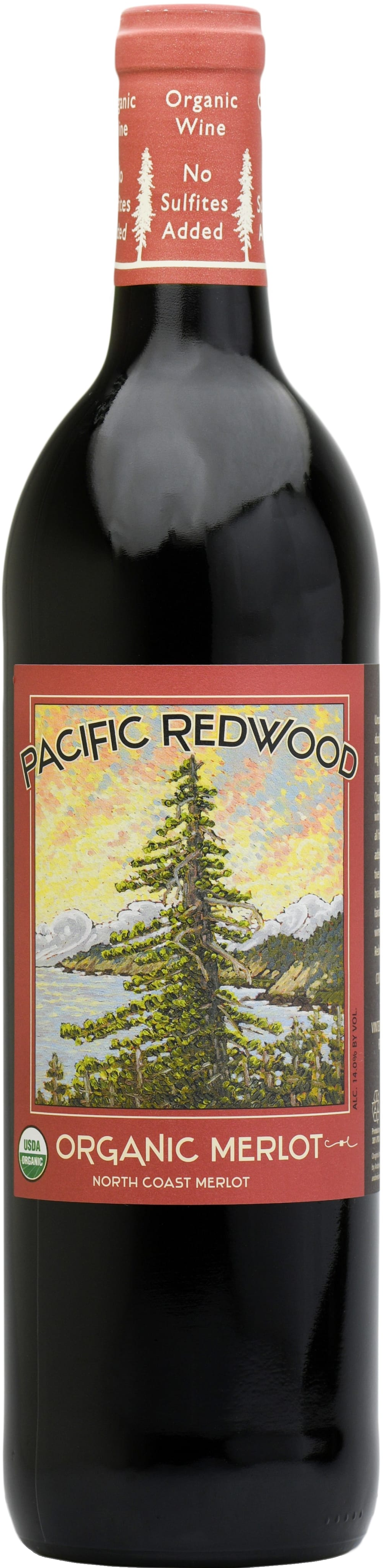 Pacific Redwood Organic Merlot 2022  Front Bottle Shot