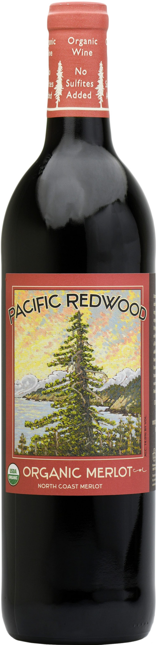 Pacific Redwood Organic Merlot 2022  Front Bottle Shot