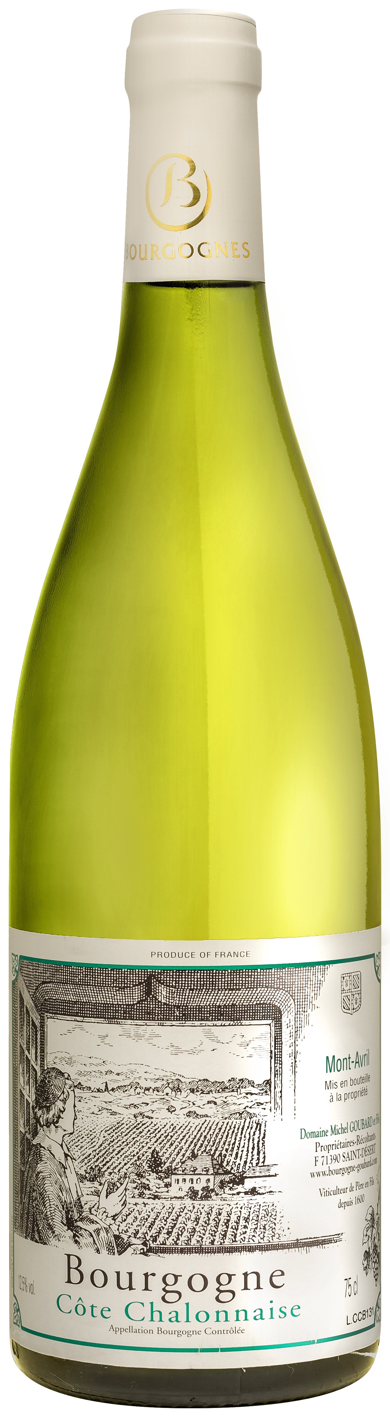 Michel Goubard Bourgogne Cote Chalonnaise Mont-Avril Blanc 2022  Front Bottle Shot