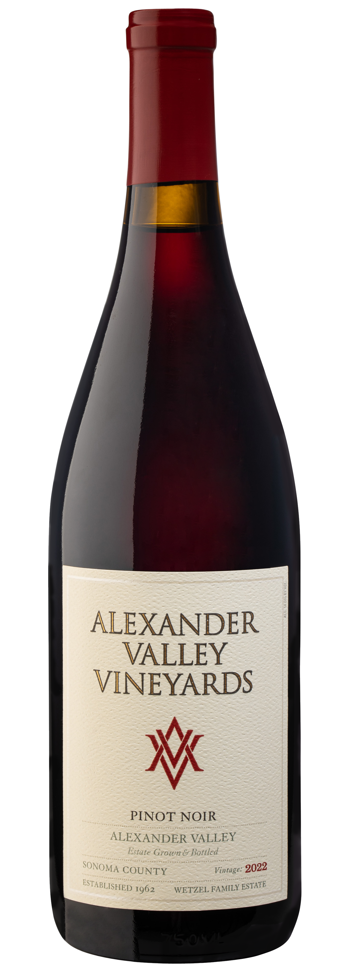 Alexander Valley Vineyards Pinot Noir 2022  Front Bottle Shot
