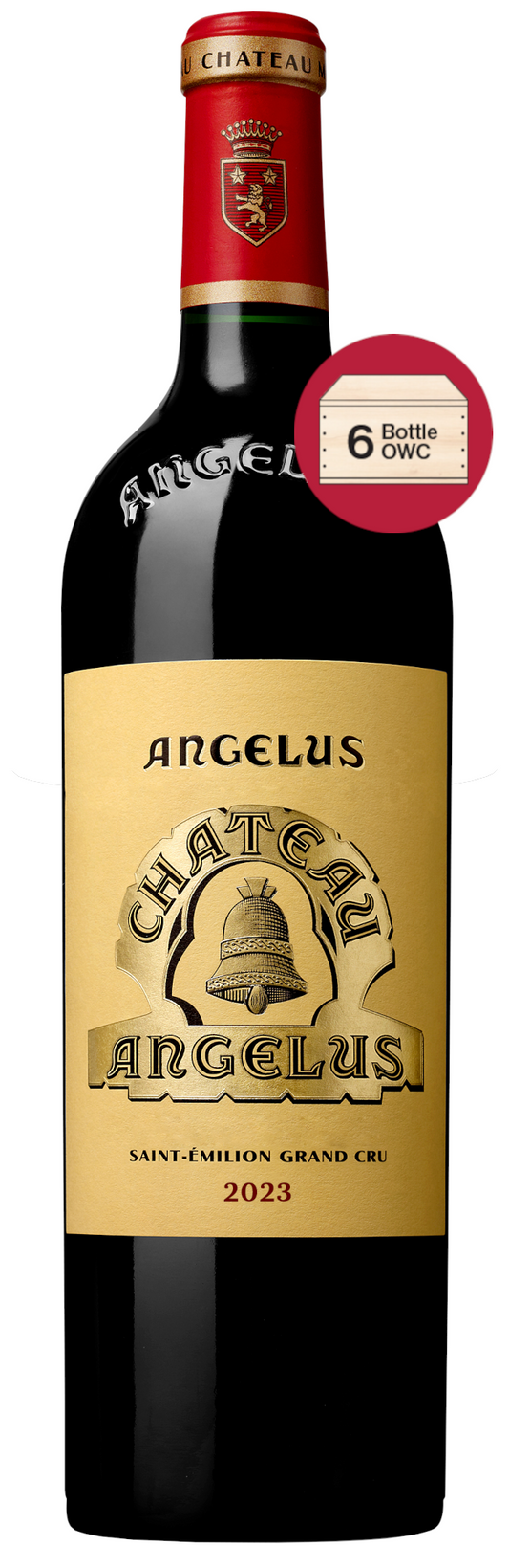 Chateau Angelus 6-Pack 2023 in Wood Case (OWC Futures Pre-Sale) 2023  Front Bottle Shot