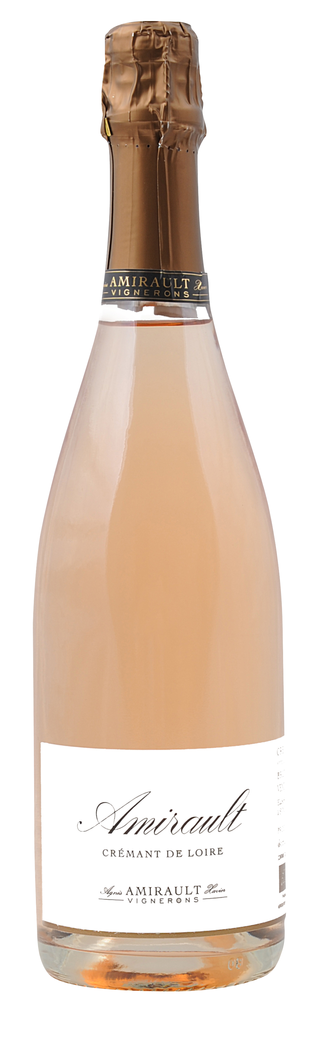 Domaine Xavier et Agnes Amirault Cremant de Loire Rose Brut Nature  Front Bottle Shot