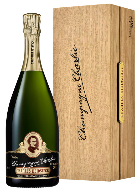Charles Heidsieck Champagne Charlie with Wooden Gift Box  Front Bottle Shot
