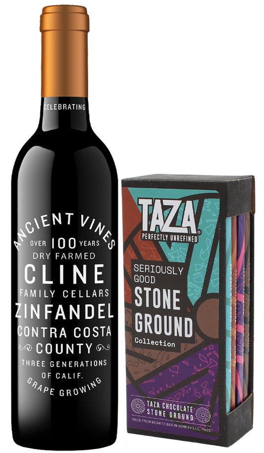 93 Point Zinfandel & Taza Organic Chocolate Bars Gift Set